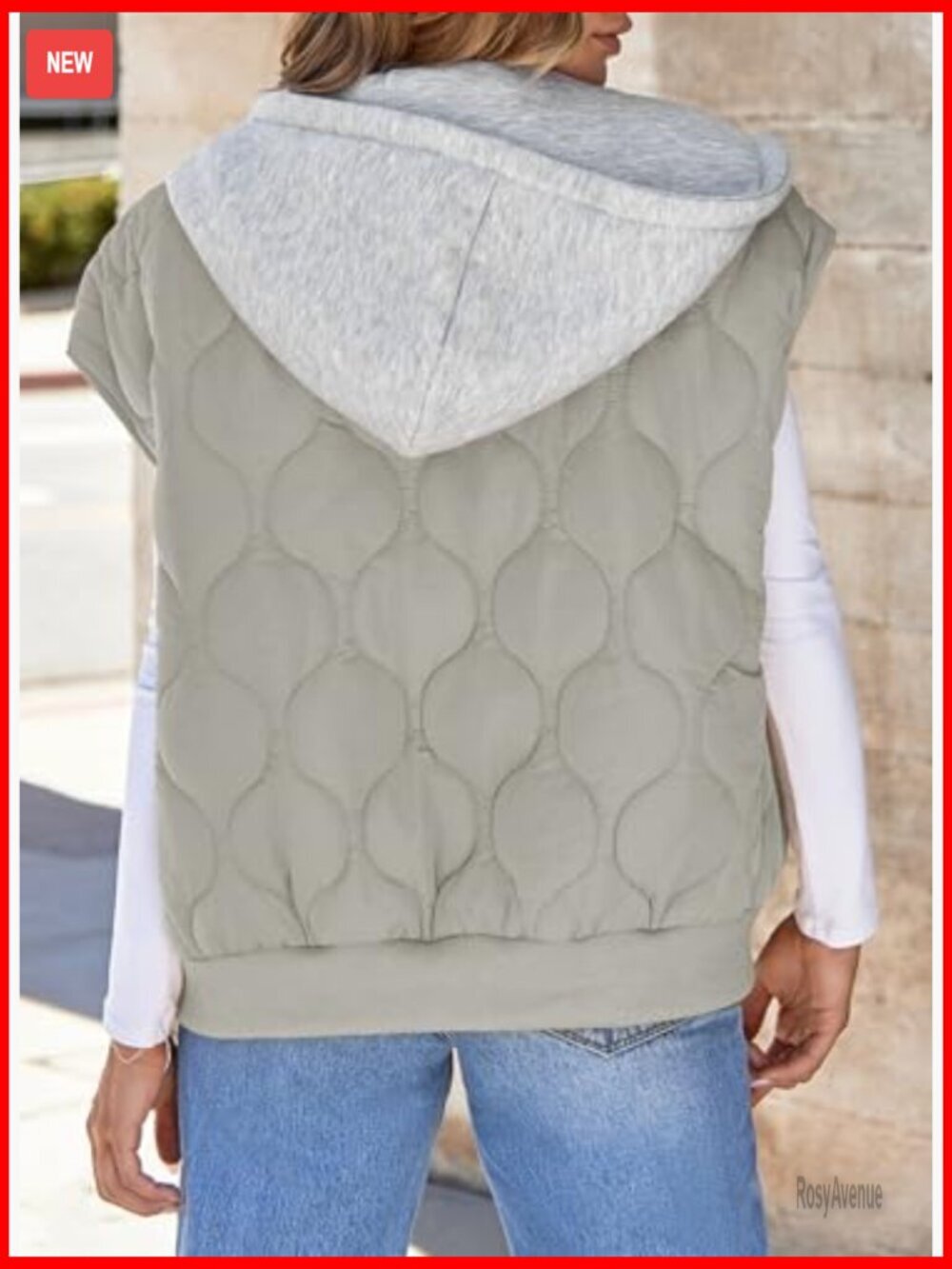Cropped Hooded Quilted Puffer Vest with Pockets - Picture 5 of 6